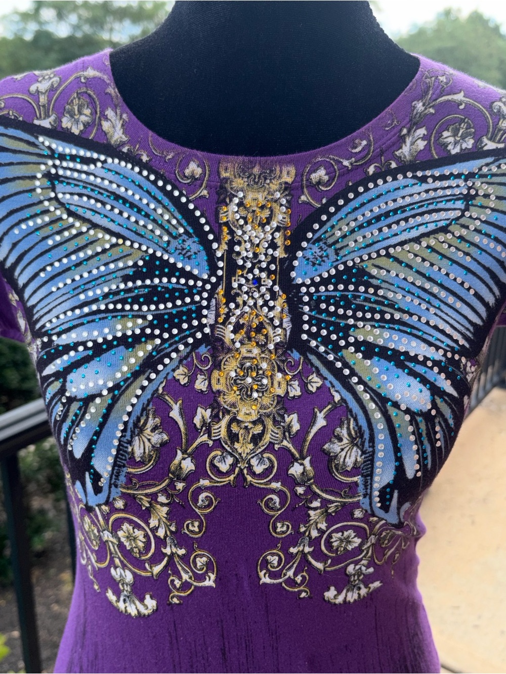 Purple Butterfly Embellished Women's Tee (new without tags) - Picture 2 of 10